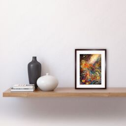 "Artery8 Wall Art Print Vibrant Colour Sound Waves Music Artwork Framed 9X7 Inch in Brown - Size: W7"" x H9""" - thumbnail 2