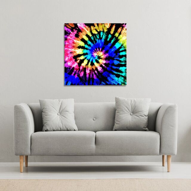 Benjamin Tate Design Tie dye pattern (Canvas Print) / 90 x 90 x 4cm in Natural - Size: 90 x 90 x 4 cm - image 1