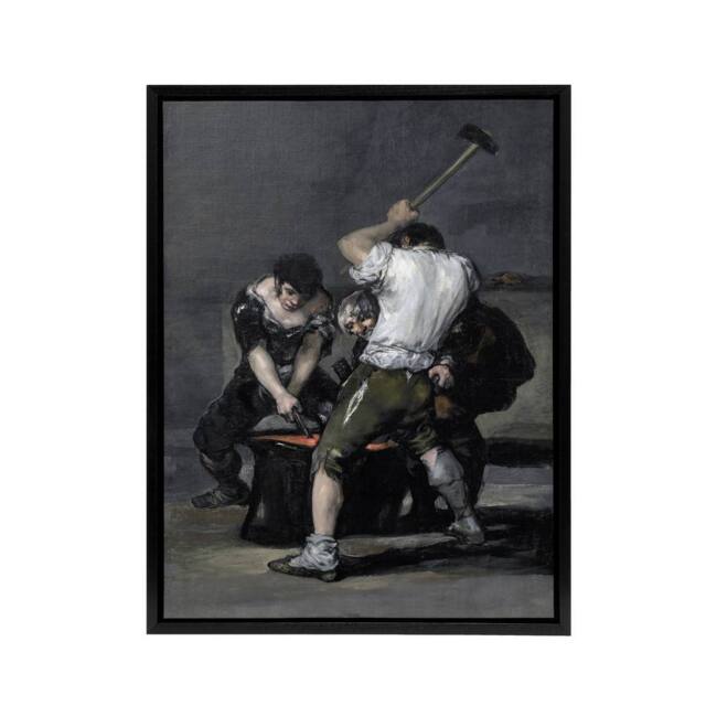 "Artery8 Francisco Goya The Forge Framed Canvas Wall Art Print in Grey - Size: W18"" x H24""" - image 1