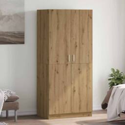 Berkfield Home Wardrobe Artisan Oak 80x52x180 cm Engineered Wood in Brown - Size: 80 x 52 x 180 cm - thumbnail 2
