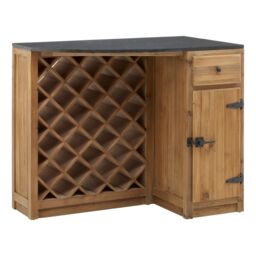 Orsina Storage Bar Island, Elegant Cupboard With Drawer For Livingroom, Stone Top Hallway Storage Cupboard in Natural