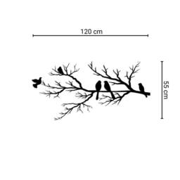 "Decortie 'Birds on Branch"" Silhouette Metal Wall Decor 120x55 in Black" - thumbnail 3