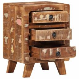 Berkfield Home Stylish Bedside Cabinet 37x32x50 cm Solid Wood Reclaimed - Size: 37 x 32 x 50 cm - thumbnail 5