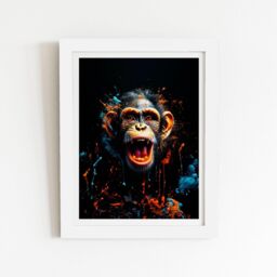 "Warren Reed - Designer Monkey Face Splashart Framed Art Print in White - Size: W24"" x H36""" - thumbnail 1