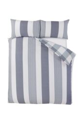 Rapport Home PH Chambray Stripe Duvet Cover Set with Pillowcase in Blue - Size: Super King - thumbnail 3
