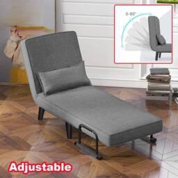 KORVIXA 190cm 1 Seater Fabric Sofa Bed Single Sleeper Couch in Grey - Size: 100 cm x 100 cm - thumbnail 3
