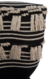 Orsina Black Moroccan Chair, Contemporary Mango Wood Frame Accent Chair, Black & White Patterned Fabric Seating - thumbnail 5