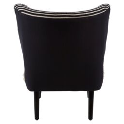 Orsina Black Moroccan Chair, Contemporary Mango Wood Frame Accent Chair, Black & White Patterned Fabric Seating - thumbnail 2