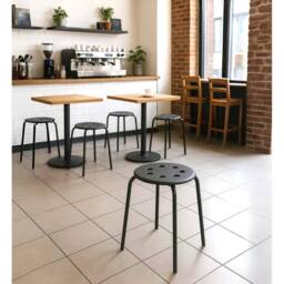 EONLION BLACK Plastic Stackable Stool Metal Leg Round Stool Home Office - Size: 100 cm - thumbnail 4