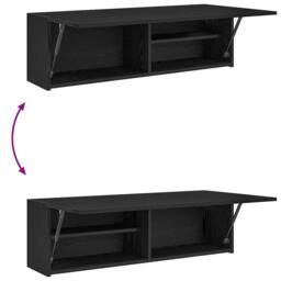 Berkfield Home Bathroom Wall Cabinet Black 100x25x30 cm Engineered Wood - Size: 100 x 25 x 30 cm - thumbnail 9