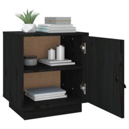 Berkfield Home Bedside Cabinets 2 pcs Black 40x34x45 cm Solid Wood Pine - Size: 40 x 34 x 45 cm - thumbnail 5