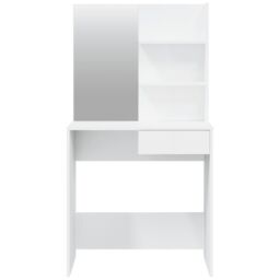 Berkfield Home Dressing Table with Mirror High Gloss White 74.5x40x141 cm - thumbnail 6