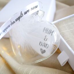 Amaya Rose Ltd In Memory of MUM & DAD Feather Heart Bauble Gift Boxed in Clear - thumbnail 8