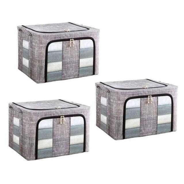 Kelvenix 3PCS Fabric Storage Box 66L Steel Frame in Grey - image 1