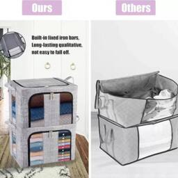 Kelvenix 3PCS Fabric Storage Box 66L Steel Frame in Grey - thumbnail 4