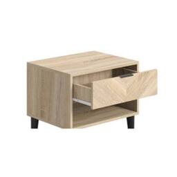 Lemon Pavilion Furniture Stockholm Chevron 1 Drawer Bedside Cabinet - L39 x W50 x H40 cm in Brown - Size: 1 Pack - thumbnail 3