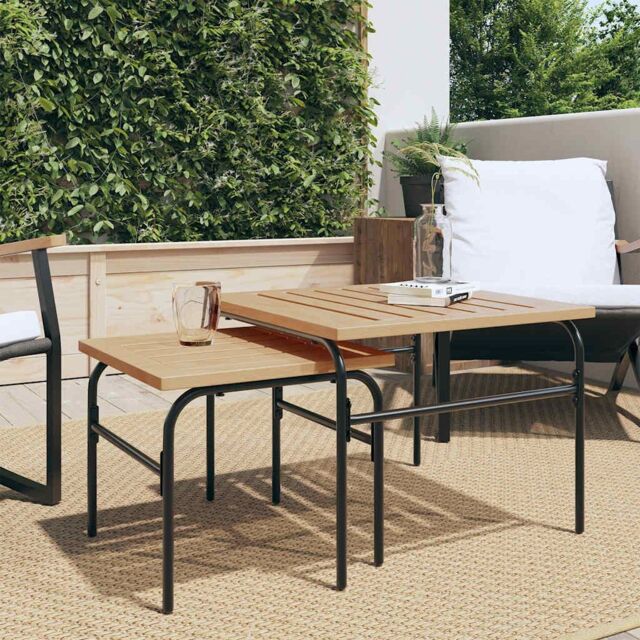Berkfield Home Garden Nest of Coffee Tables 2 pcs Brown & Black Steel - image 1