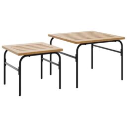 Berkfield Home Garden Nest of Coffee Tables 2 pcs Brown & Black Steel - thumbnail 2