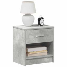 Berkfield Home Durable Bedside Cabinet with Drawer Concrete Grey 39x28x41 cm - Size: 39 x 28 x 41 cm - thumbnail 1