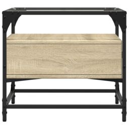 Berkfield Home Coffee Table with Glass Top Sonoma Oak 50x50x45 cm Steel in Brown - Size: 50 x 50 x 45 cm - thumbnail 5