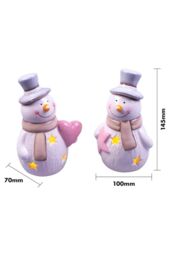 Netagon Festive Christmas Ceramic Light Up Snowmen Ornament - Pair in Cream - thumbnail 2