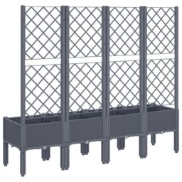 Berkfield Home Garden Planter with Trellis Blue Grey 160x40x142 cm PP - Size: 160 x 40 x 142 cm - thumbnail 5