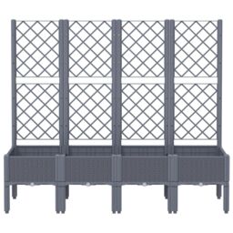 Berkfield Home Garden Planter with Trellis Blue Grey 160x40x142 cm PP - Size: 160 x 40 x 142 cm - thumbnail 3