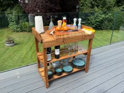 Charles Taylor Trading Deluxe Davenport Utlity/BBQ Table Large in Brown - thumbnail 2