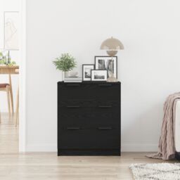 Berkfield Home Black Oak Sideboard 60x30x70 cm Manufactured Wood - Size: 60 x 30 x 70 cm - thumbnail 4