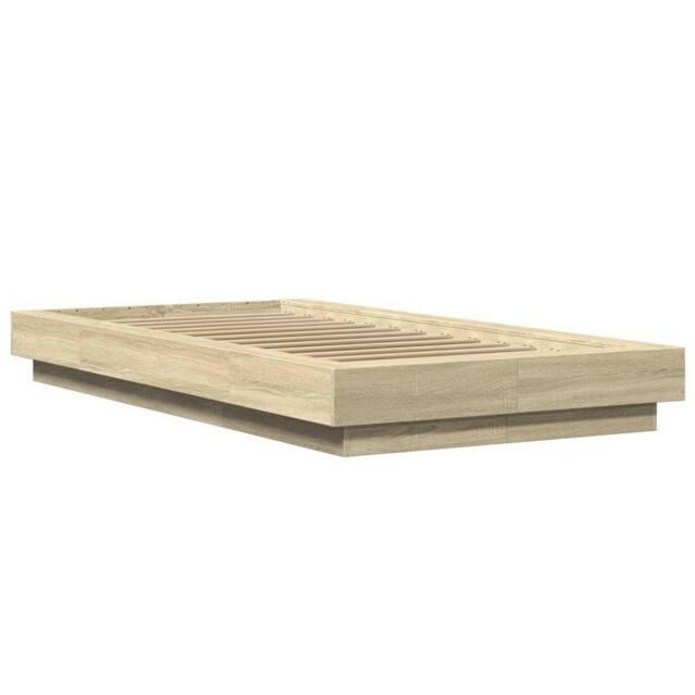Berkfield Home Durable Bed Frame with LED Lights without Mattress Sonoma Oak 100 in Light Tan - image 1