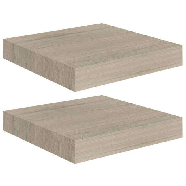 Berkfield Home Floating Wall Shelves 2 pcs Oak 23x23.5x3.8 cm MDF in Brown - image 1