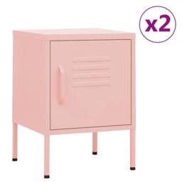 Berkfield Home Nightstands 2 pcs Pink 35x35x51 cm Steel - Size: 35 x 35 x 51 cm - thumbnail 2