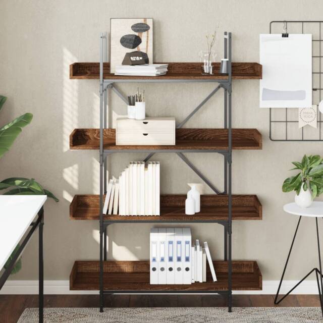 Berkfield Home Decorative Bookcase 4-Tier Brown Oak 100x33x145.5 cm Engineered Wood - image 1