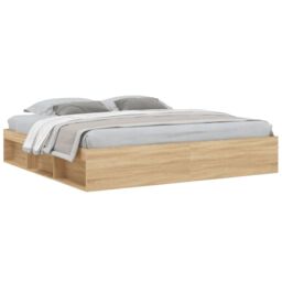 Berkfield Home Bed Frame Sonoma Oak 200x200 cm in Brown - thumbnail 2