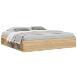 Berkfield Home Bed Frame Sonoma Oak 200x200 cm in Brown - thumbnail 3