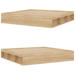 Berkfield Home Bed Frame Sonoma Oak 200x200 cm in Brown - thumbnail 4