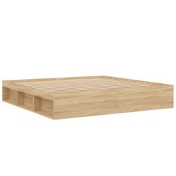 Berkfield Home Bed Frame Sonoma Oak 200x200 cm in Brown - thumbnail 5