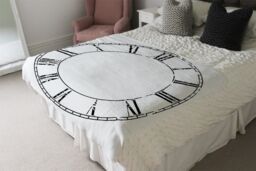 Benjamin Tate Design Roman Numeral Clock Blanket in Natural - Size: 120 cm x 150 cm - thumbnail 3