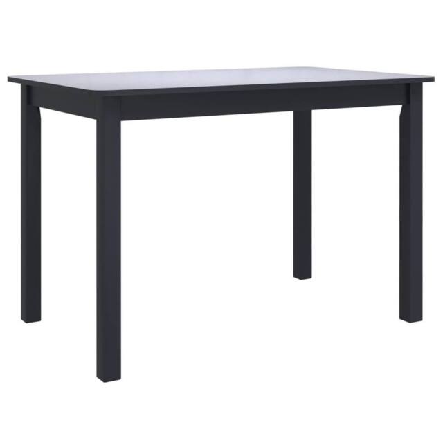 Berkfield Home Dining Table Black 114x71x75 cm Solid Rubber Wood - Size: 114 x 71 x 75 cm - image 1