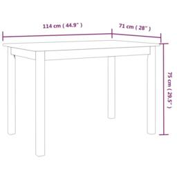 Berkfield Home Dining Table Black 114x71x75 cm Solid Rubber Wood - Size: 114 x 71 x 75 cm - thumbnail 7