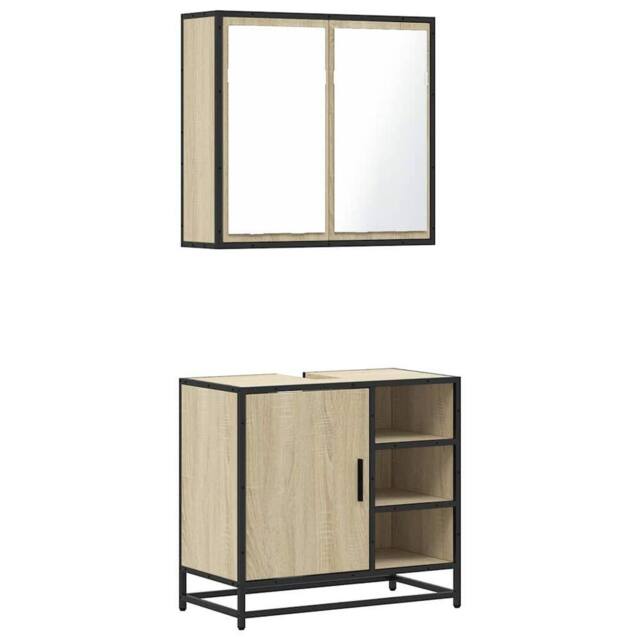 Berkfield Home 2 Piece Bathroom Furniture Set Sonoma Oak Engineered Wood in Brown - image 1