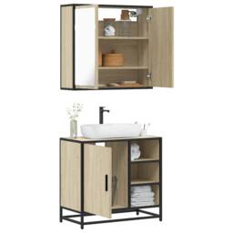 Berkfield Home 2 Piece Bathroom Furniture Set Sonoma Oak Engineered Wood in Brown - thumbnail 2