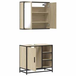 Berkfield Home 2 Piece Bathroom Furniture Set Sonoma Oak Engineered Wood in Brown - thumbnail 8