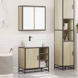 Berkfield Home 2 Piece Bathroom Furniture Set Sonoma Oak Engineered Wood in Brown - thumbnail 3