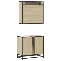Berkfield Home 2 Piece Bathroom Furniture Set Sonoma Oak Engineered Wood in Brown - thumbnail 7