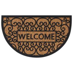 Berkfield Home Door Mat Half Round 45x75 cm Rubber & Coir in Brown - thumbnail 2