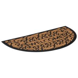 Berkfield Home Door Mat Half Round 45x75 cm Rubber & Coir in Brown - thumbnail 1