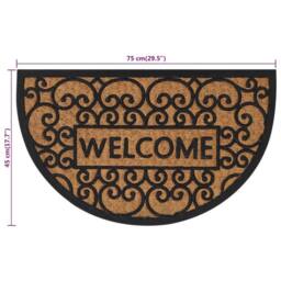 Berkfield Home Door Mat Half Round 45x75 cm Rubber & Coir in Brown - thumbnail 7