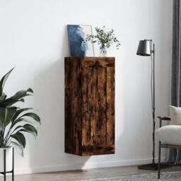 Berkfield Home Wall Mounted Cabinet Smoked Oak 34.5x34x90 cm Engineered Wood in Brown - thumbnail 3