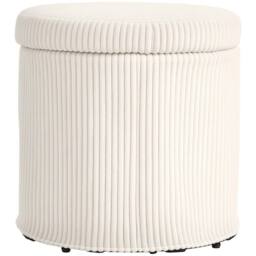 Havendro Round Storage Ottoman with Lid, Vanity Stool in White